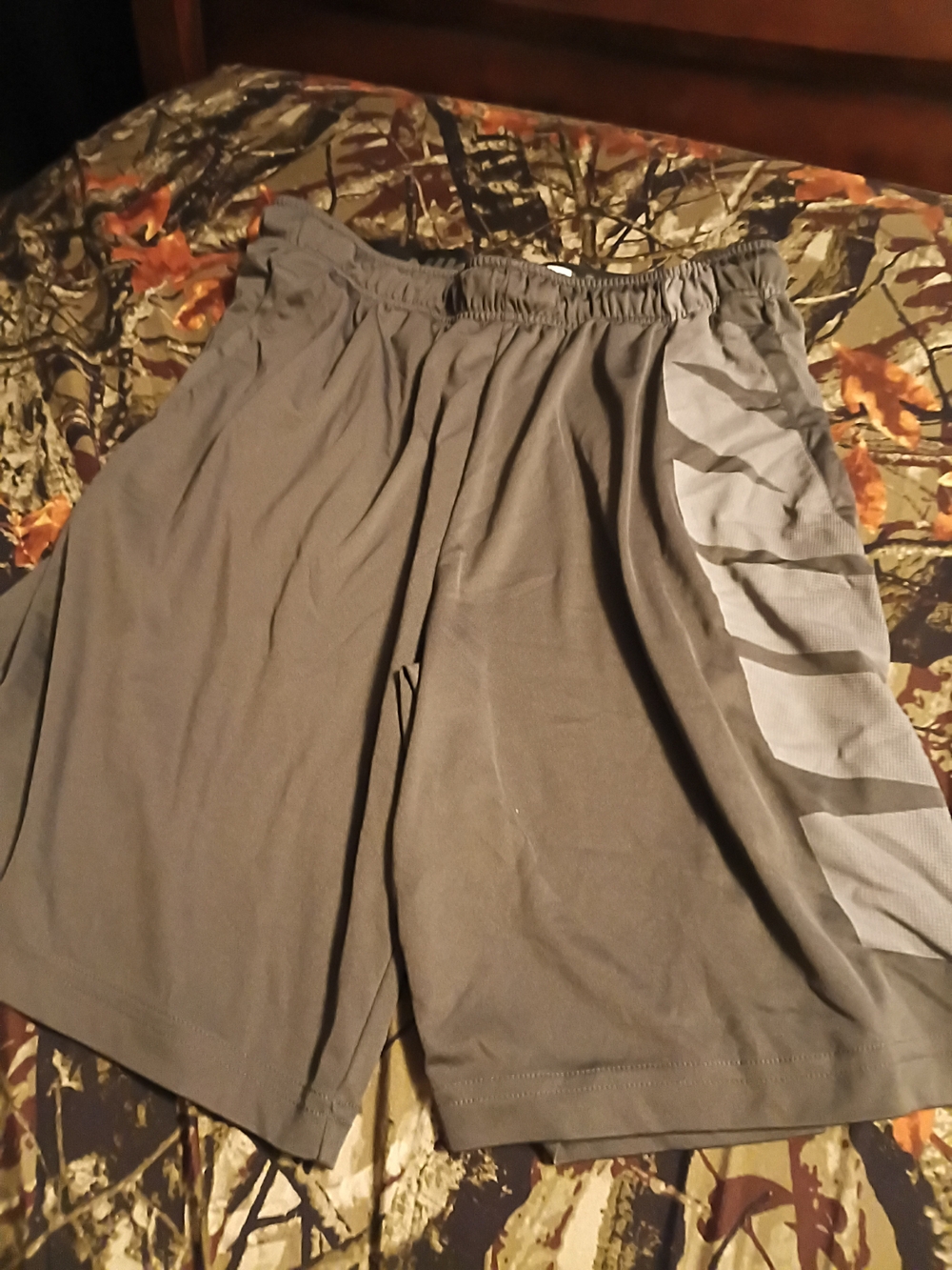 Nike Men's Gray Athletic Shorts with Side Chevron Accent